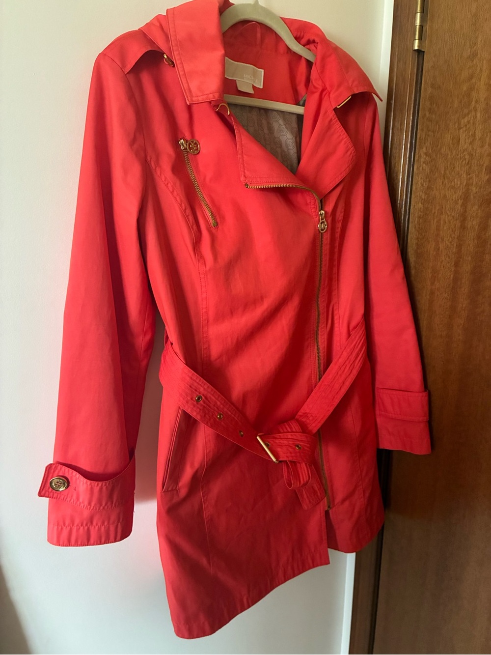 Orange Women's Trench Coat with Belt